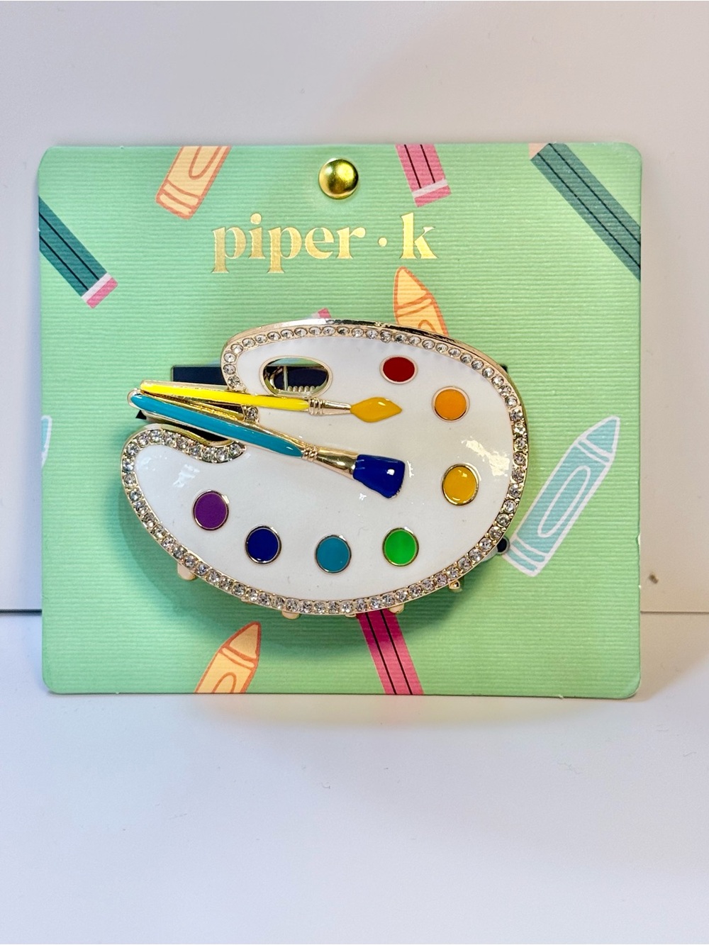 Piper K Paint Palette Claw Hair Clip Gold Crystal Multicolor Luxury New With Tag